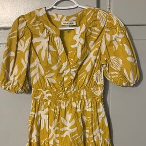 Yellow and White Leaf Pattern Dress
